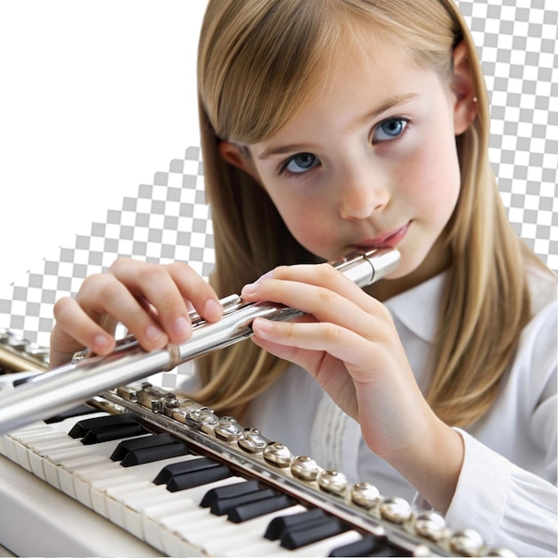 PSD playing the flute in his bedroom he is wearing a striped shirt and has a focused expression on his face