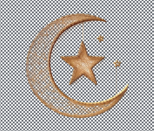 Pleasing Crescent Moon and Star String Art Kit isolated on transparent background