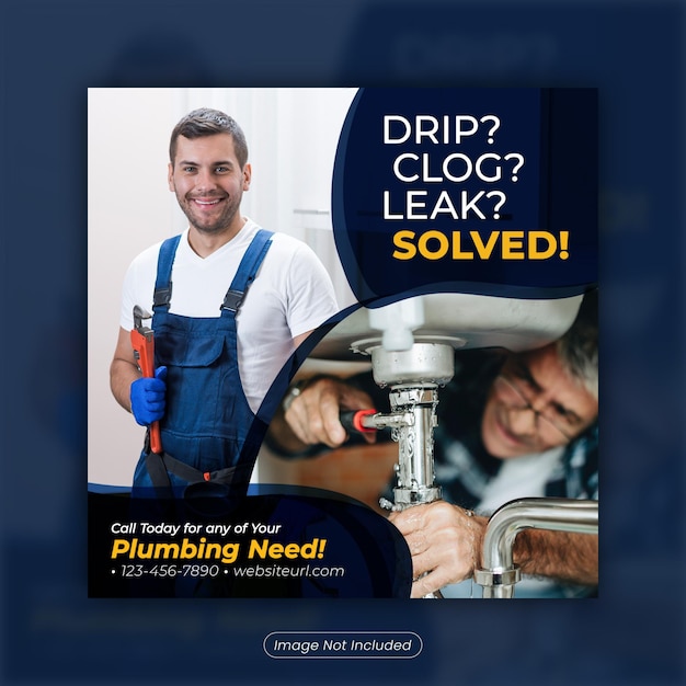 Plumbing Service Social Media Banner Design template