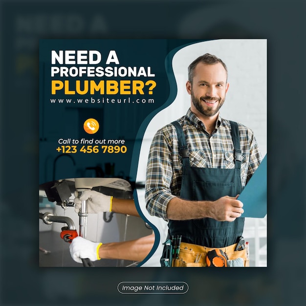 Plumbing Service Social Media Banner Design template