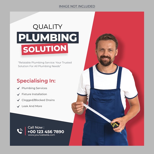 PSD plumbing service social media banner plumbing service flyer template