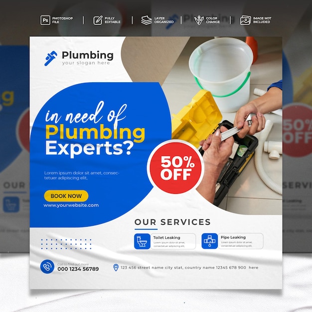 Plumbing service social media post template