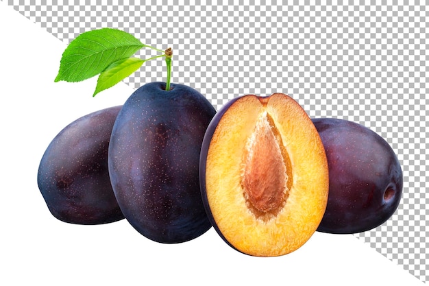 Plums isolated on white background with clipping path