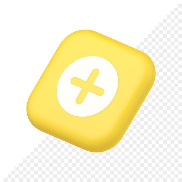 Plus add button mathematical addition symbol symbol website icon 3d rendering