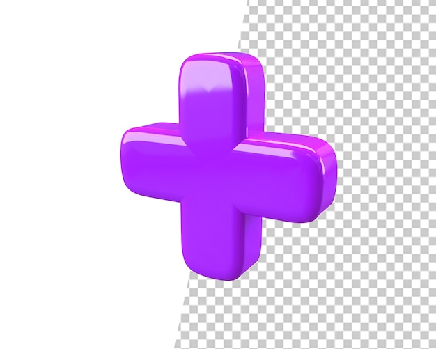 plus purple sign 3d render