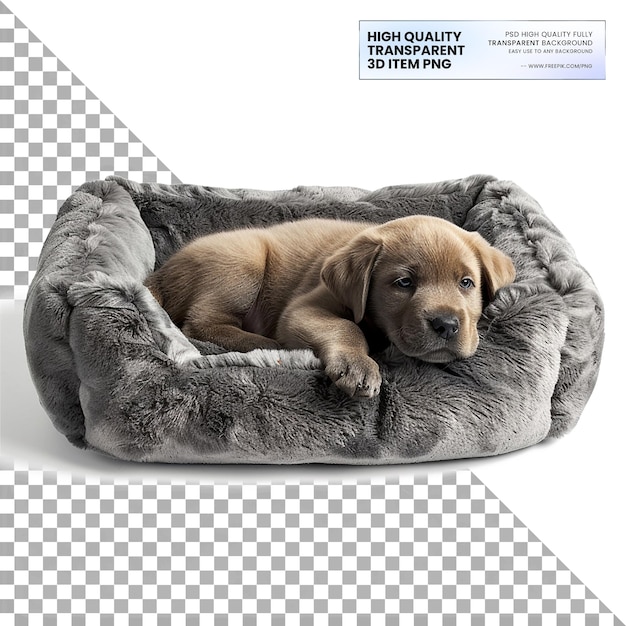 PSD a plush dog bed with orthopedic foam and soft cover on transparent background