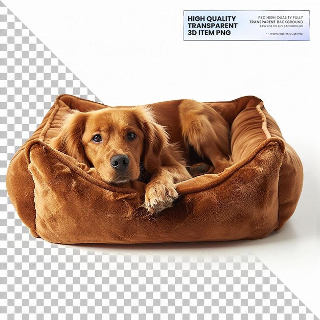 PSD a plush dog bed with orthopedic foam and soft cover on transparent background