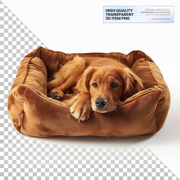 PSD a plush dog bed with orthopedic foam and soft cover on transparent background