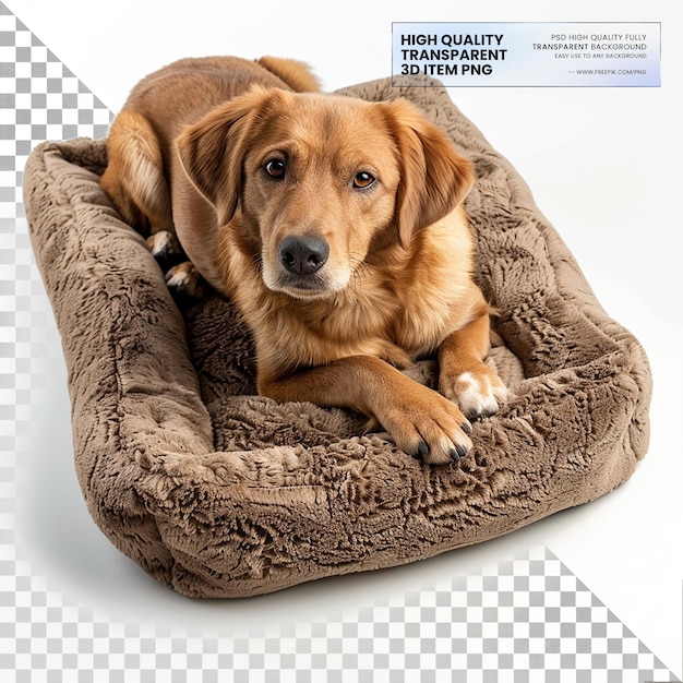 PSD a plush dog bed with orthopedic foam and soft cover on transparent background