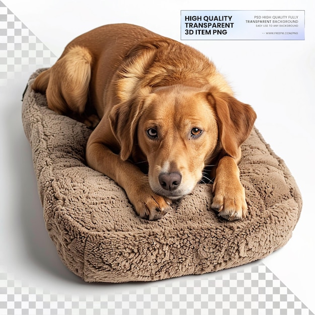 PSD a plush dog bed with orthopedic foam and soft cover on transparent background