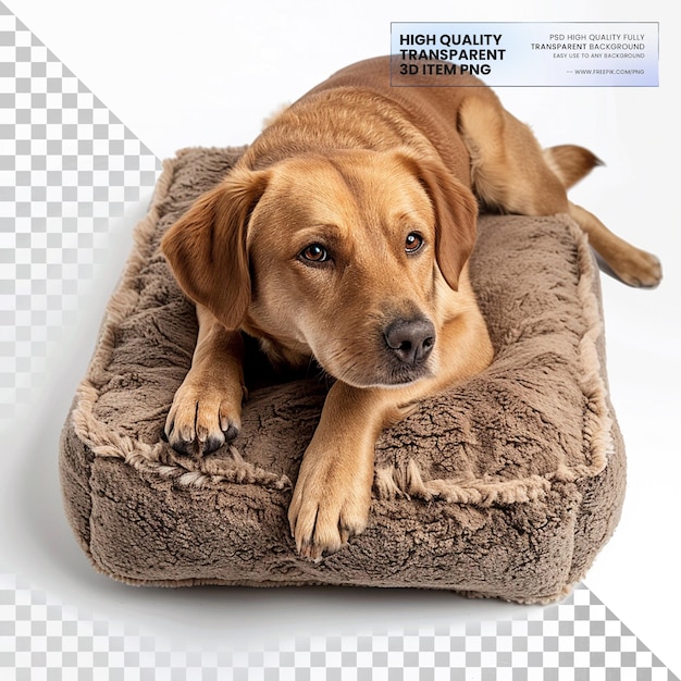 PSD a plush dog bed with orthopedic foam and soft cover on transparent background