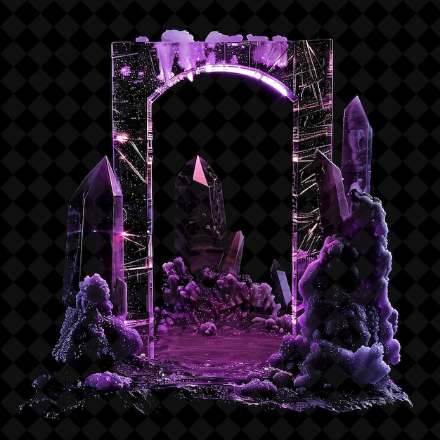 PSD plutonian gate with dwarf planet and lavender ice made with png y2k shape neon color collection