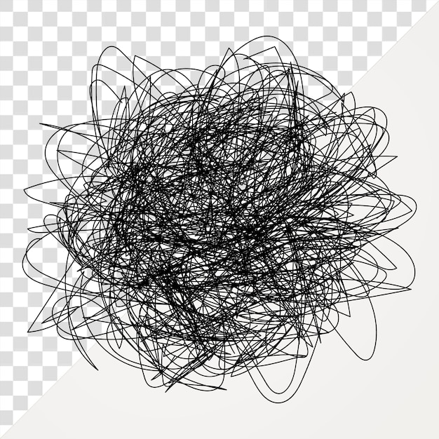 PSD png abstract chaotic scribble art transparent background