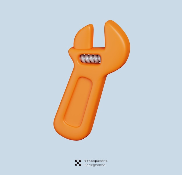 PSD png adjustable wrench isolated minimal construction equipment icon concept 3d illustration