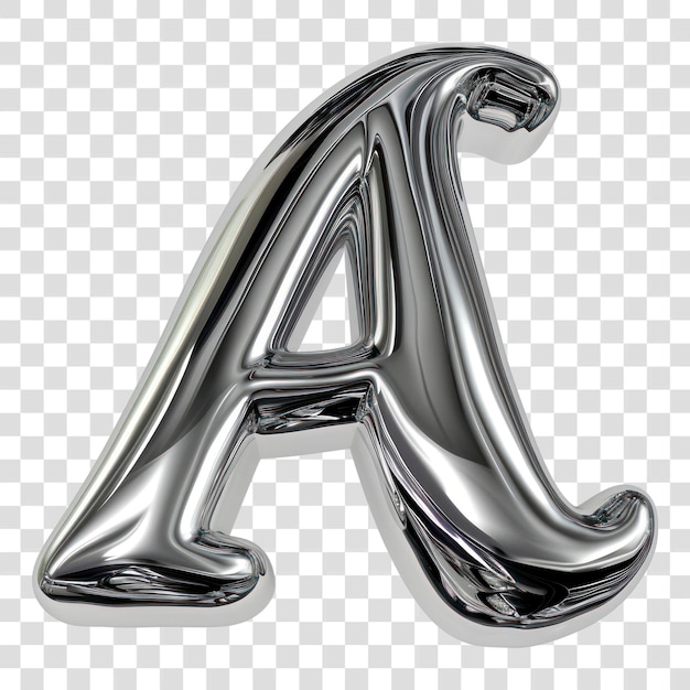 PSD png alphabet a letter silver text accessories