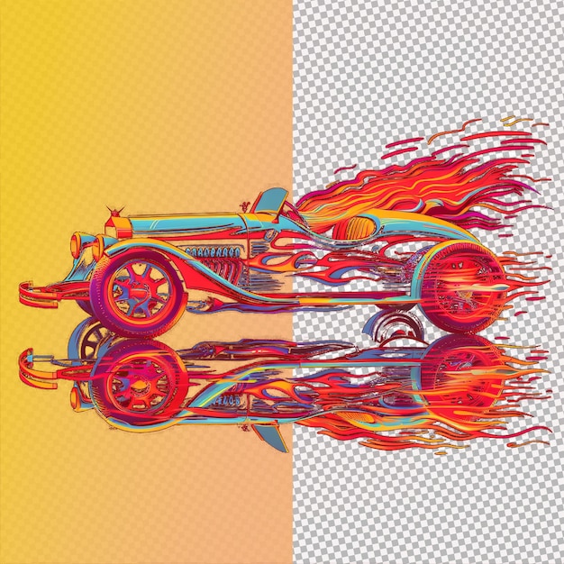 PNG anaglyphic steampunk racing car fire Flame anaglyphic pattern transparent