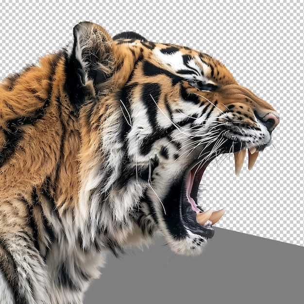 PSD png angry tiger isolated on transparent background