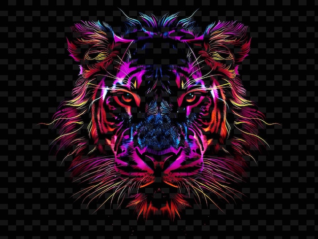 Png Animal Tape Decal With Images of Lions and Tigers Fierce an Creative Neon Y2K Shape Decoratived