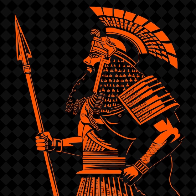 Png Assyrian Warrior With a Lance a Stern Expression in a Marchi Medieval Warrior Character Shape