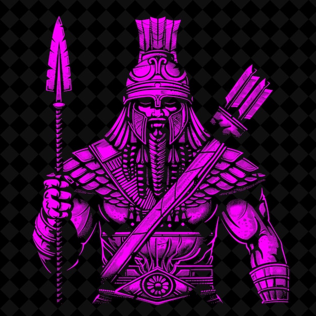 Png Assyrian Warrior With a Lance a Stern Expression in a Marchi Medieval Warrior Character Shape