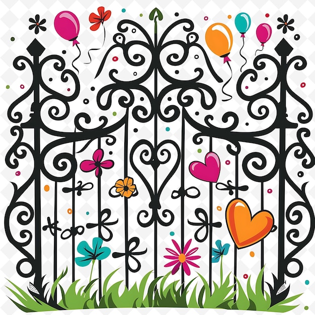 PSD png balloon gate with whimsical wedding decorations gate is deco creative abstract art designs