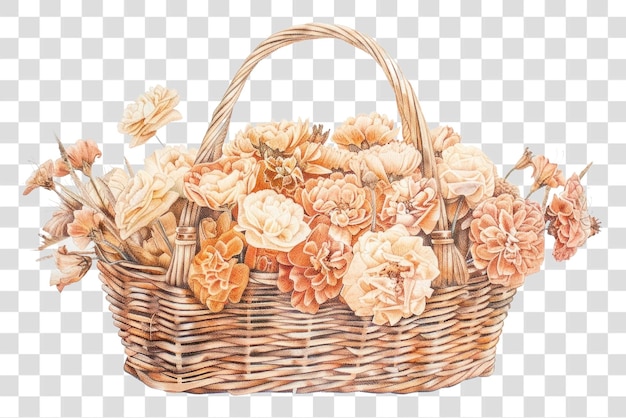 PSD png basket bouquet basket accessories handicraft