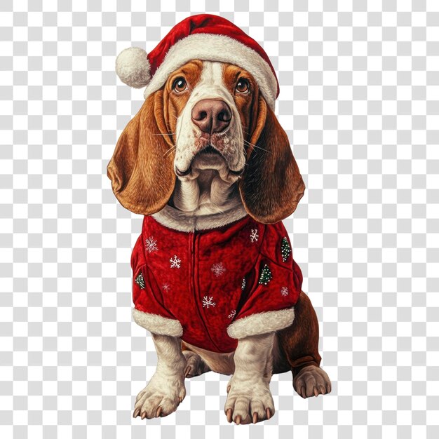 PSD png basset hound costumes wearing christmas theme animal cute dog