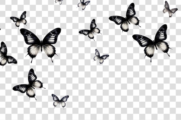 PSD png black butterflies flying butterfly animal