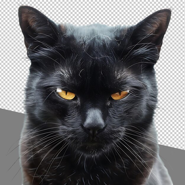 PSD png black cat isolated on transparent background