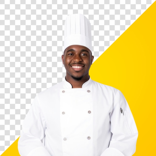 PSD png black men wearing white chef uniform portrait adult white background