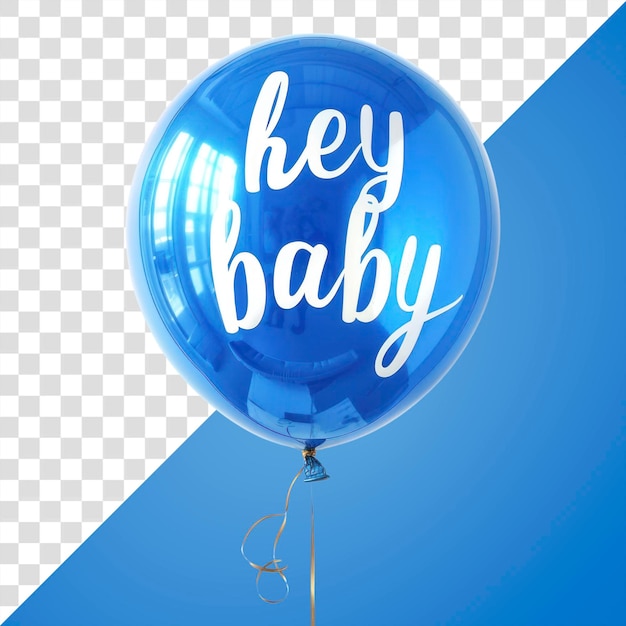 PNG Blue balloon with baby text