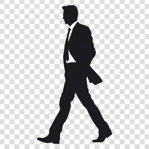 PSD png business man walking silhouette clothing stencil