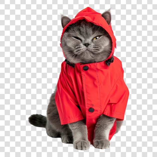 PNG Cat wearing red raincoat