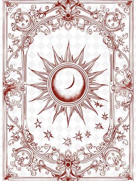 Png Celestial Frame Art With Sun and Constellation Decorations B Illustration Frame Art Decorative