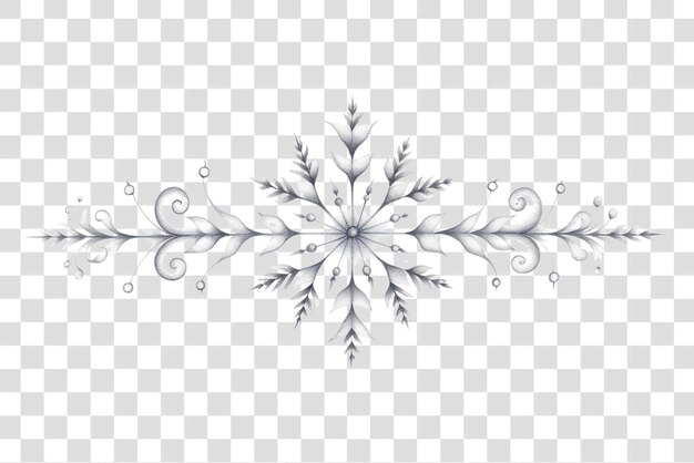 PSD png celestial illustration of snowflake pattern drawing white