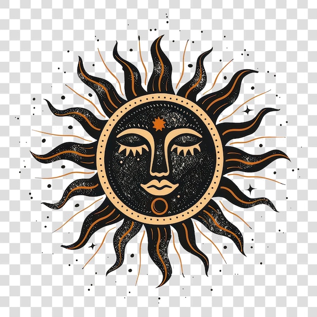 PNG Celestial sun face illustration