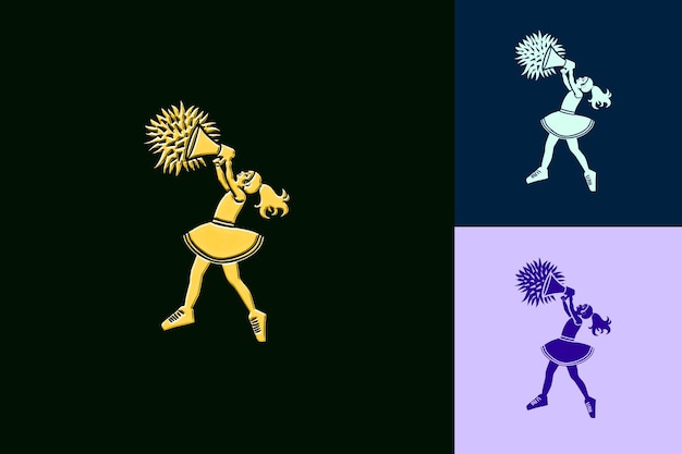 PSD png cheerleading pom pom with playful logo featuring a cartoon c outline art creative designs