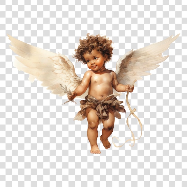 PNG Cherubic angel with curly hair