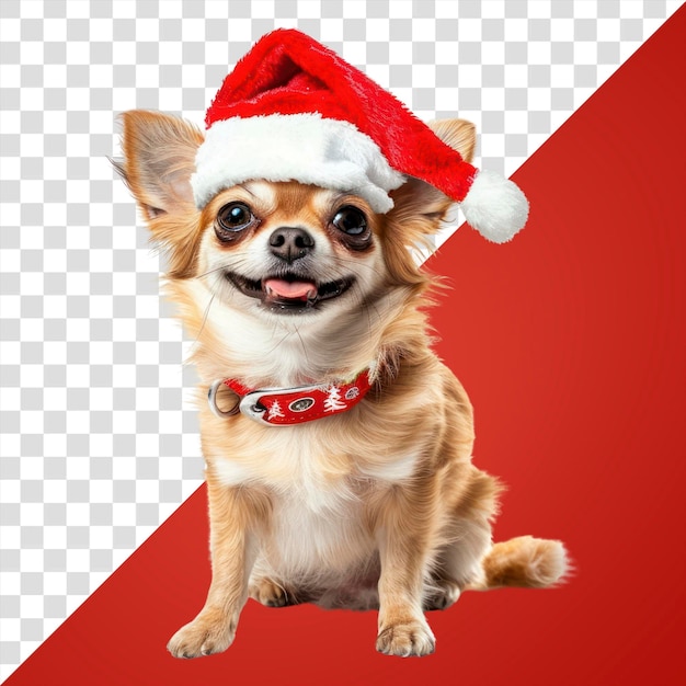 PNG Chihuahua dog wearing a santa hat white cute pet