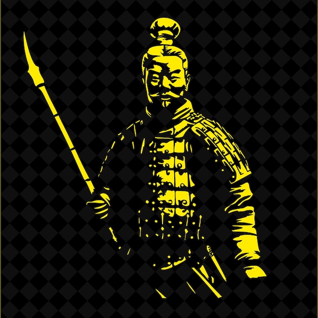 Png Chinese Terracotta Warrior With a Halberd a Stoic Expression Medieval Warrior Character Shape