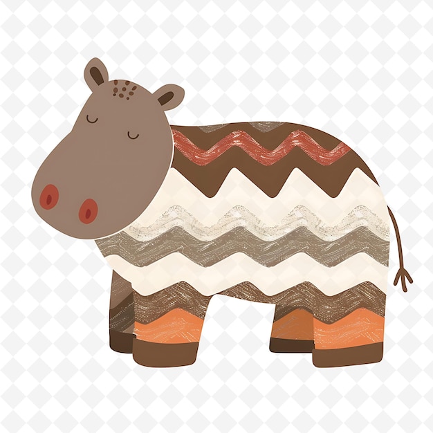 Png Chubby Hippo With Zigzag Lines Scattered Throughout Calming Flat Illustration Cute Character