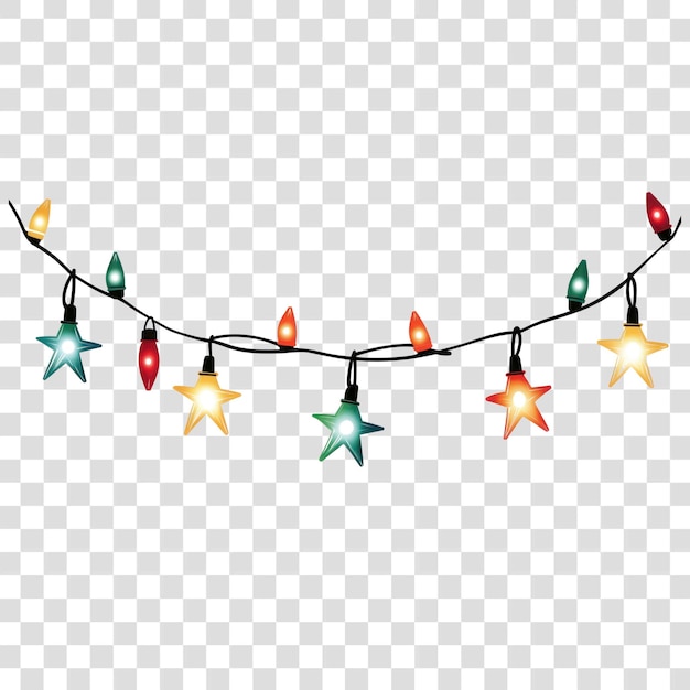 PSD png colorful festive star string lights