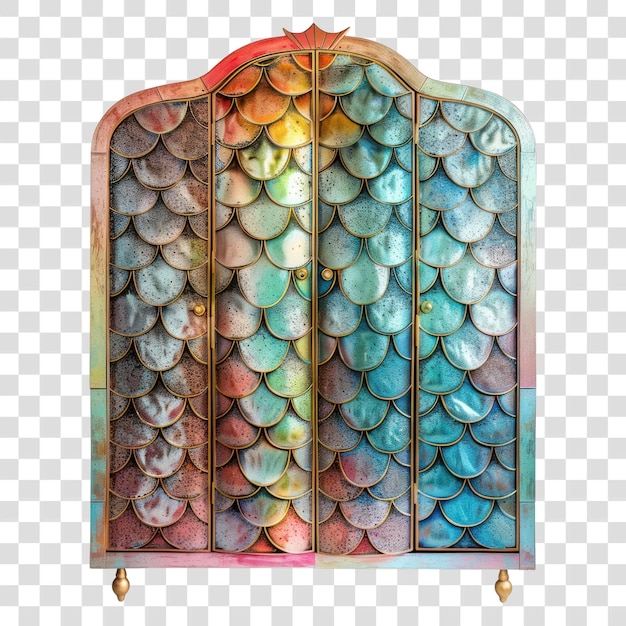 PSD png colorful fish scale wardrobe