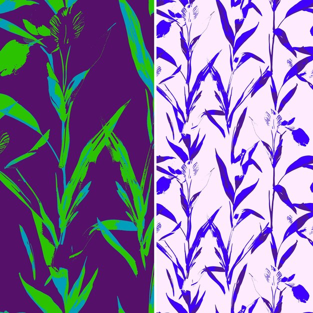 Png Colorful Iris Leaves With Sword Shaped Silhouette and Impres Nature Pattern Outline Art Design