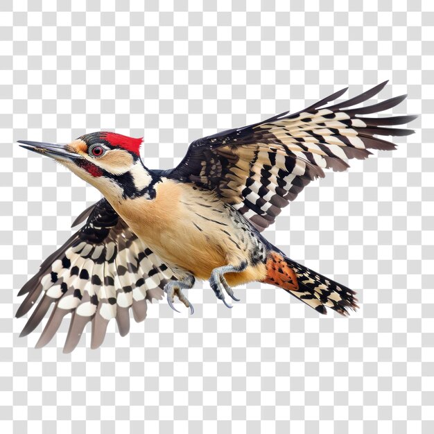 PSD png colorful woodpecker in flight