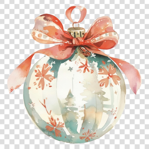 PNG Coquette christmas ornament illustration watercolor bow