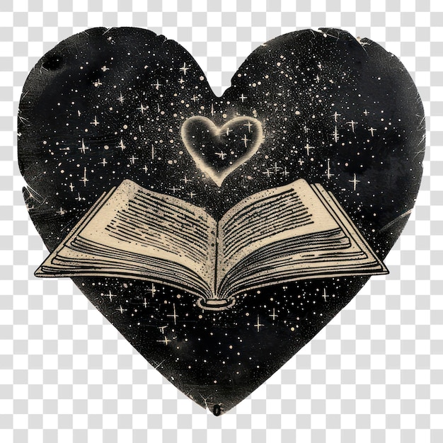 PSD png cosmic book heart illustration