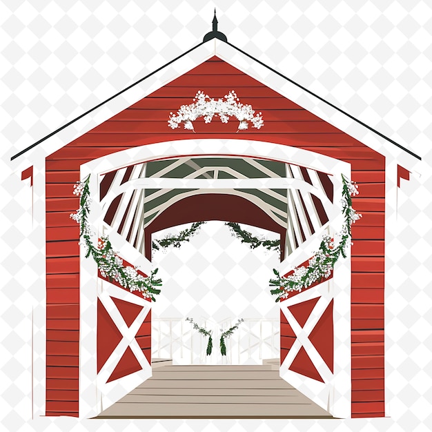 PSD png covered bridge gate with new england wedding decorations the creative abstract art designs