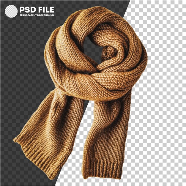 PSD png cozy brown knitted scarf draped elegantly