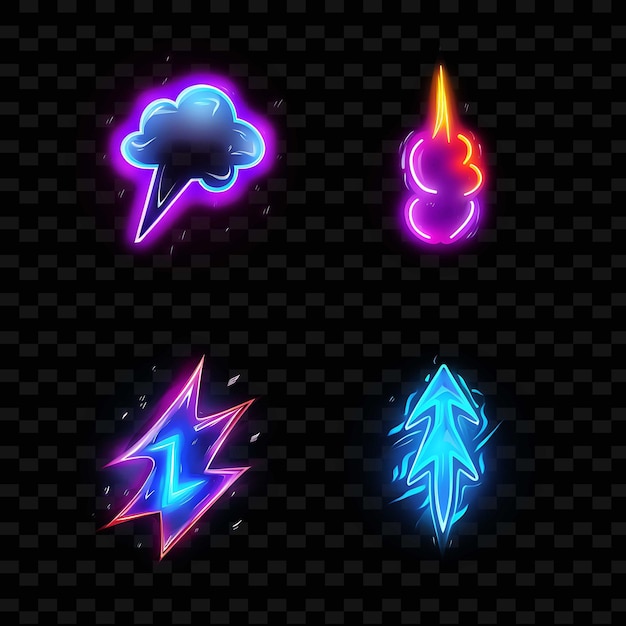 PNG Creative Emoji Neon Line Modern Design Elements for Vibrant and Captivating Artworks